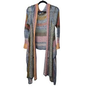 RARE Anthropologie Knitted & Knotted Metallic Striped Mohair Cardigan – Size Lar